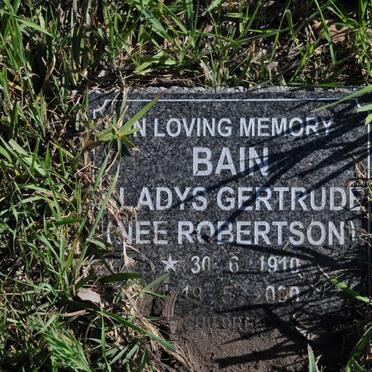 BAIN Gladys Gertrude nee ROBERTSON 1910-2000