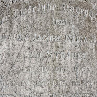 BASSON Johanna Jacoba Maria nee STRAUSS 1863-1917