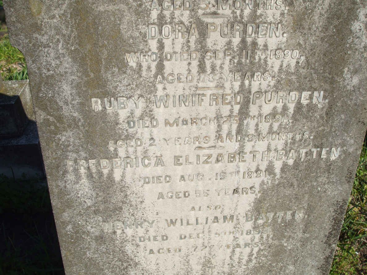 BATTEN Frederica Elizabeth -1891 :: BATTEN Henry William -1893 