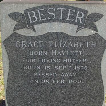 BESTER Grace Elizabeth nee HAYLETT 1876-1972