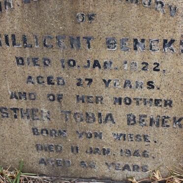 BENEKE Esther Tobia nee VON WIESE -1946 :: BENEKE Millicent  -1922