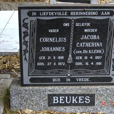 BEUKES Cornelius Johannes 1891-1972 &amp; Jacoba Catherina DE KLERK 1907-1981