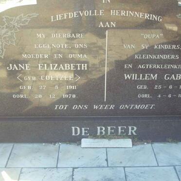 BEER Willem Gabriel, de 1903-1997 &amp; Jane Elizabeth COETZEE 1911-1978