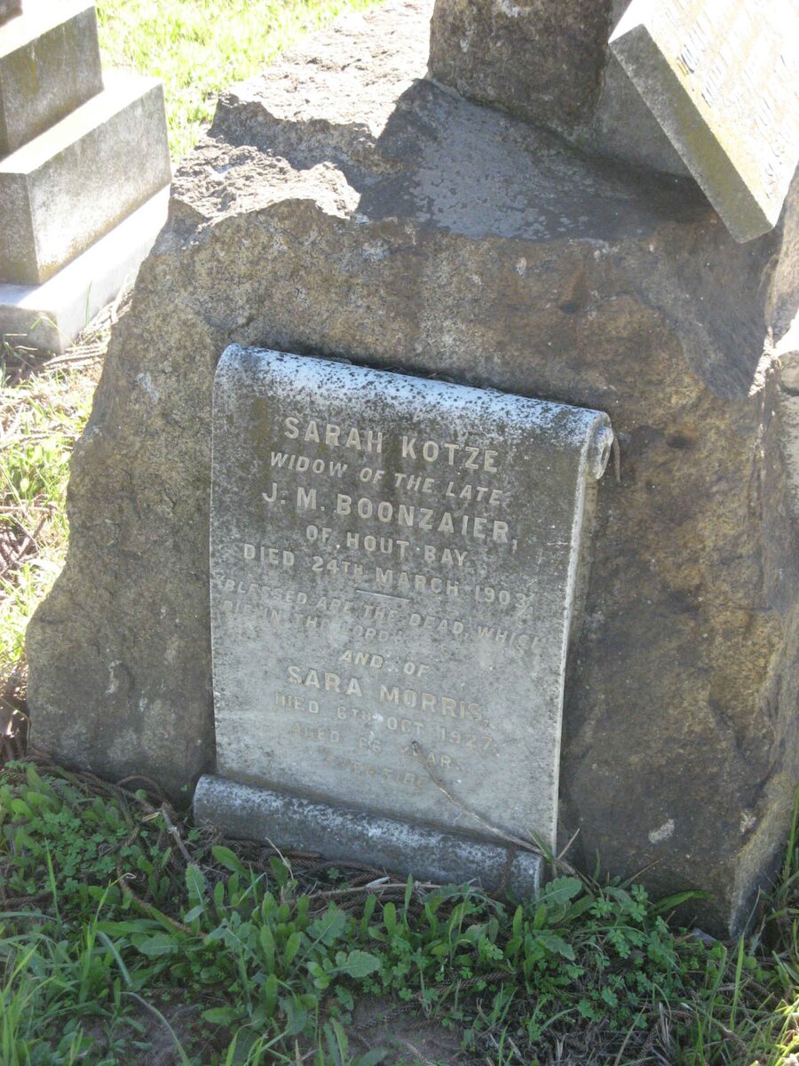 BOONZAAIER Sarah nee KOTZE -1903 :: MORRIS Sarah -1927