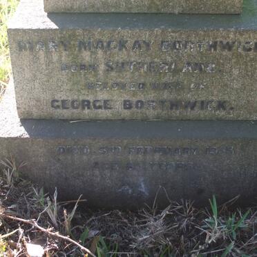 BORTHWICK Mary Mackay nee SUTHERLAND -1933