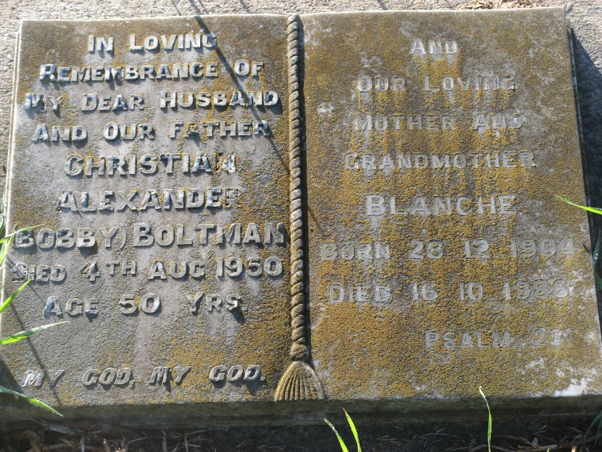 BOLTMAN Christian Alexander -1950 &amp; Blanche 1904-1986