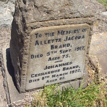 BRAND Johannes Gerhardus -1922 &amp; Alletta Jacoba -1917