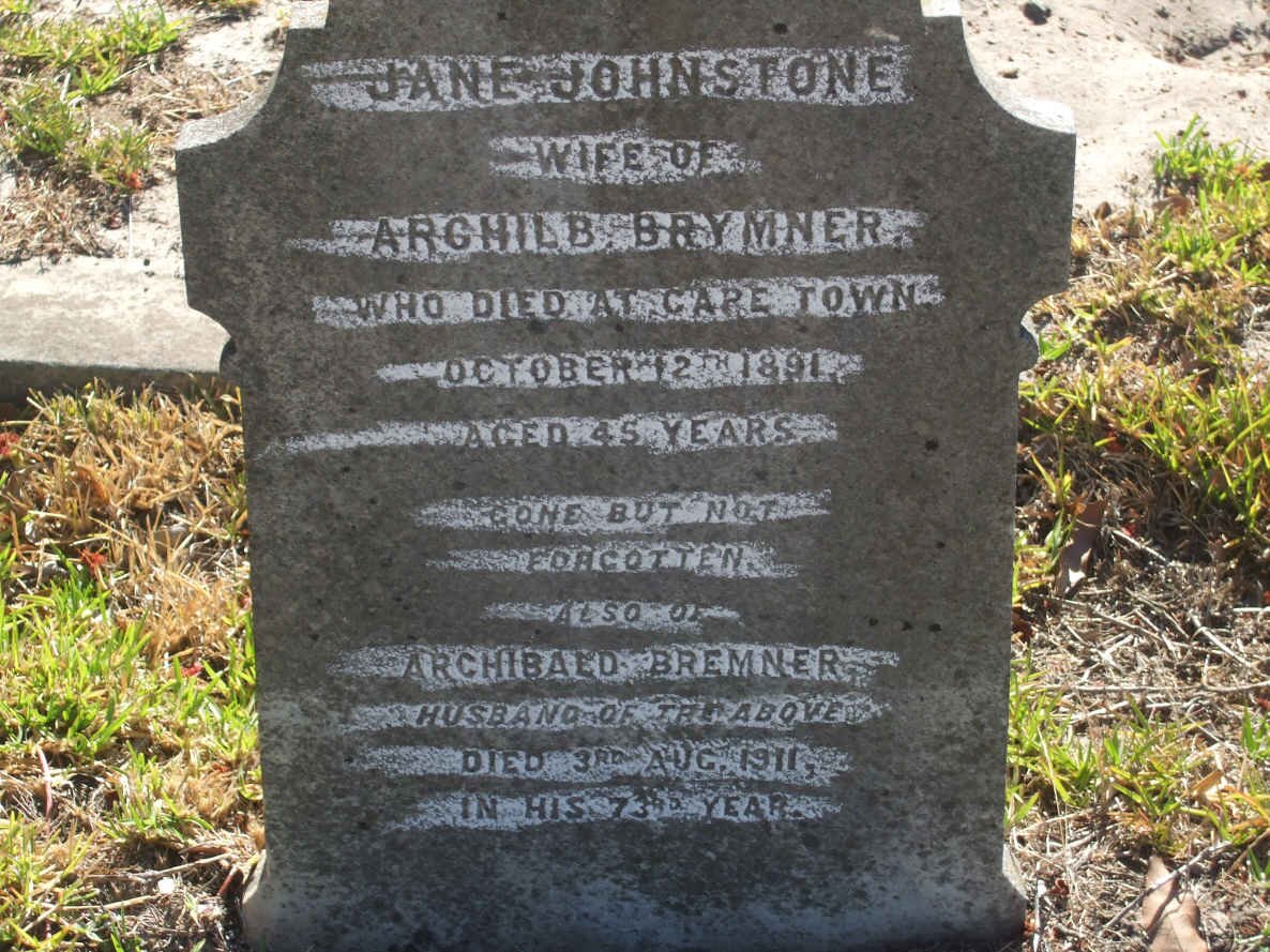 BREMNER Archibald -1911 &amp; Jane JOHNSTONE -1891