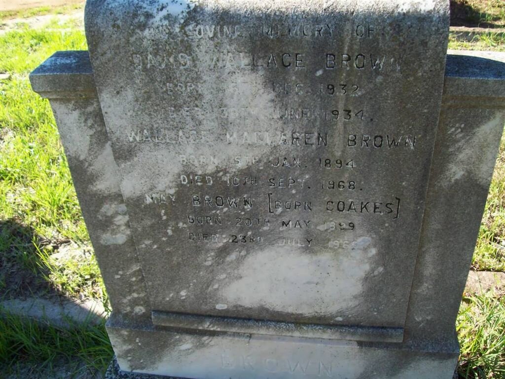 BROWN Wallace Maclafen 1894-1968 &amp; Mary COAKES 1899-1962 :: BROWN Davis Wallace 1932-1934