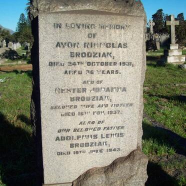 BRODZIAK Adolphus Lewis -1943 &amp; Hester Johanna -1937 :: BRODZIAK Avon Nicholas -1931