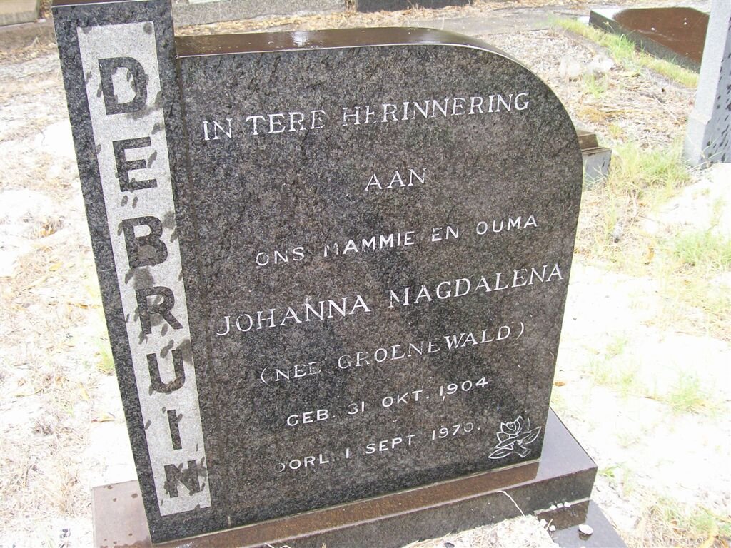 BRUIN Johanna Magdalena, de nee GROENEWALD 1904-1970