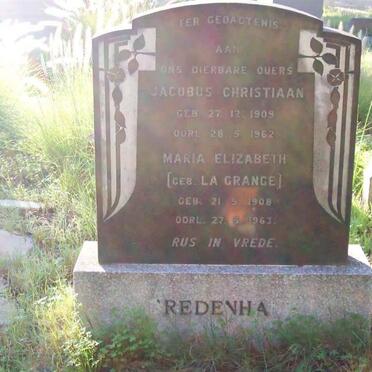 BREDENHAN Jacobus Christiaan 1909-1962 &amp; Maria Elizabeth LA GRANGE 1908-1963