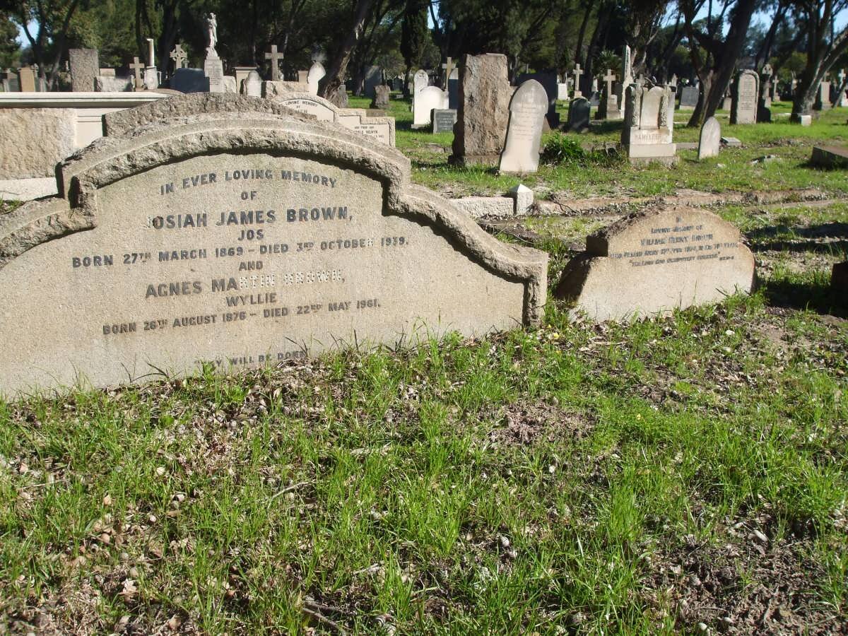 BROWN Josiah James 1869-1939 &amp; Agnes Martin WYLLIE 1876-1961 :: BROWN William Henry -1934