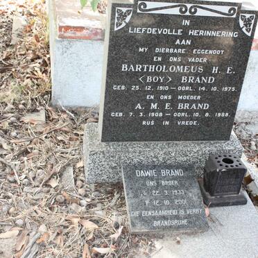 BRAND Bartholomeus H.E. 1910-1975 &amp; A.M.E. 1908-1988 :: BRAND Dawie 1933-2001