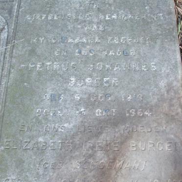 BURGER Petrus Johannes 1918-1964 &amp; Elizabeth Irene SCHOEMAN ??-??