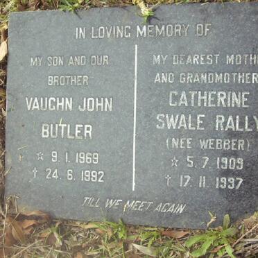 BUTLER Vaughn John 1969-1992 :: RALLY Catherine Swale nee WEBBER 1909-1997