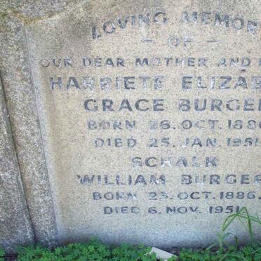BURGER Schalk William 1886-1951 &amp; Harriete Elizabeth Grace 1886-1951 