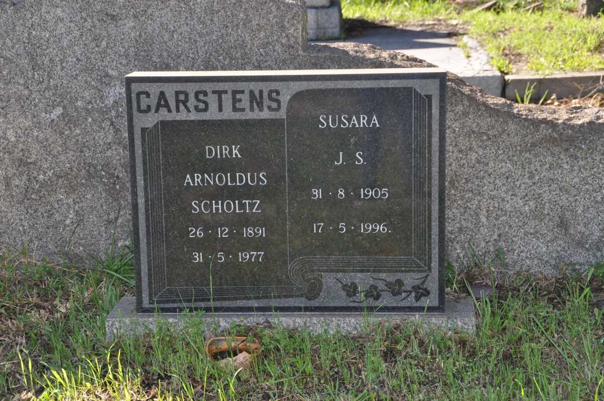 CARSTENS Dirk Arnoldus Scholtz 1891-1977 &amp; Susara J.S. 1905-1996