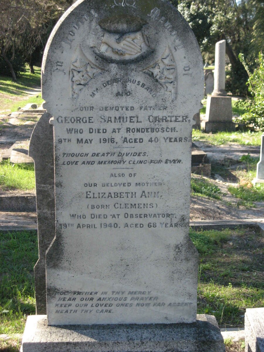 CARTER George Samuel -1916 &amp; Elizabeth Ann CLEMENS -1940