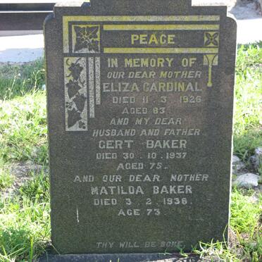 CARDINAL Eliza -1926 :: BAKER Gert -1937 &amp; Matilda -1938
