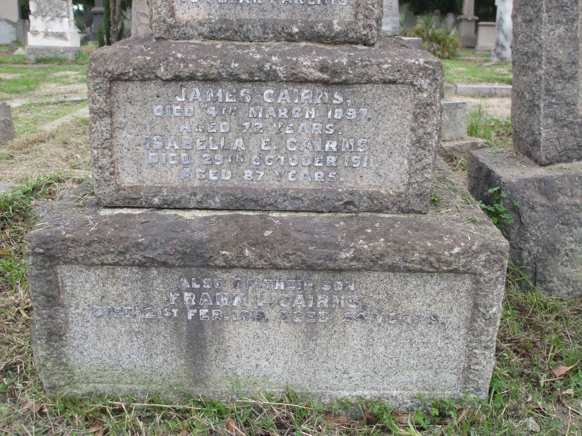 CAIRNS James -1897 &amp; Isabella E. -1911 :: CAIRNS Frank -1919