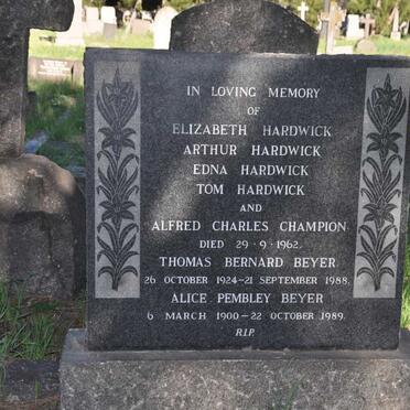 CHAMPION Alfred Charles -1962 :: BEYER Thomas Bernard 1924-1988 :: BEYER Alice Pembley 1900-1989