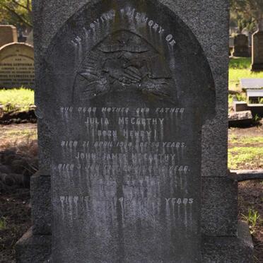 CLARKE Mary nee HENRY -1941 :: McCARTHY John James -1951 &amp; Julia HENRY -1950
