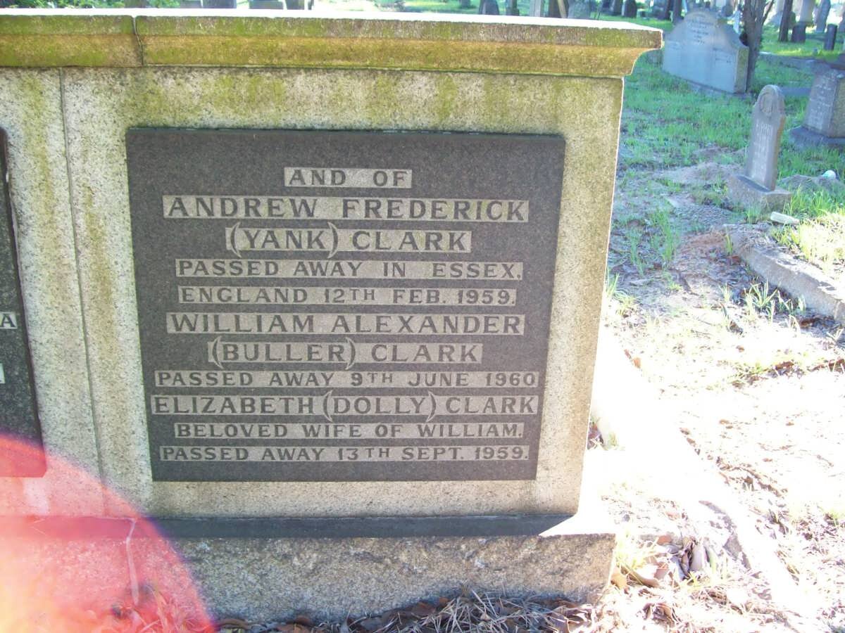 CLARK Andrew Frederick -1959 :: CLARK William Alexander -1960 :: CLARK Elizabeth -1959