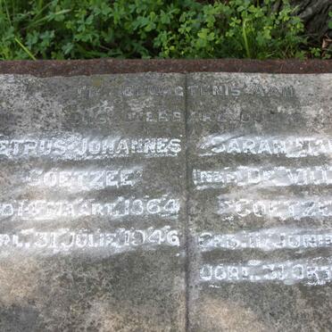 COETZEE Petrus Johannes 1864-1946 &amp; Sarah Maria DE VILLIERS 1871-1953