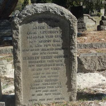 COOPER Charles Henry -1946 &amp; Jane HOLCRAFT -1955 :: HILL Alice nee HOLCRAFT -1944