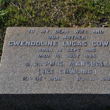COWLING Gwendoline Lucas 1916-1966 :: MARSHALL A.M. Purl nee COWLING 1906-1991
