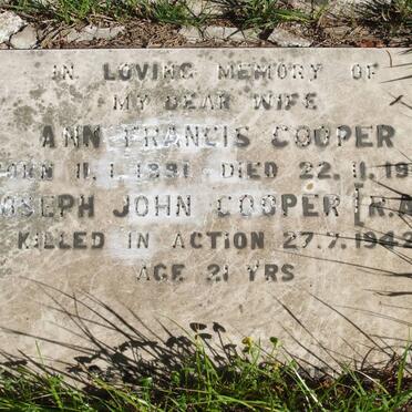COOPER Ann Francis 1891-1964 :: COOPER Joseph John -1942