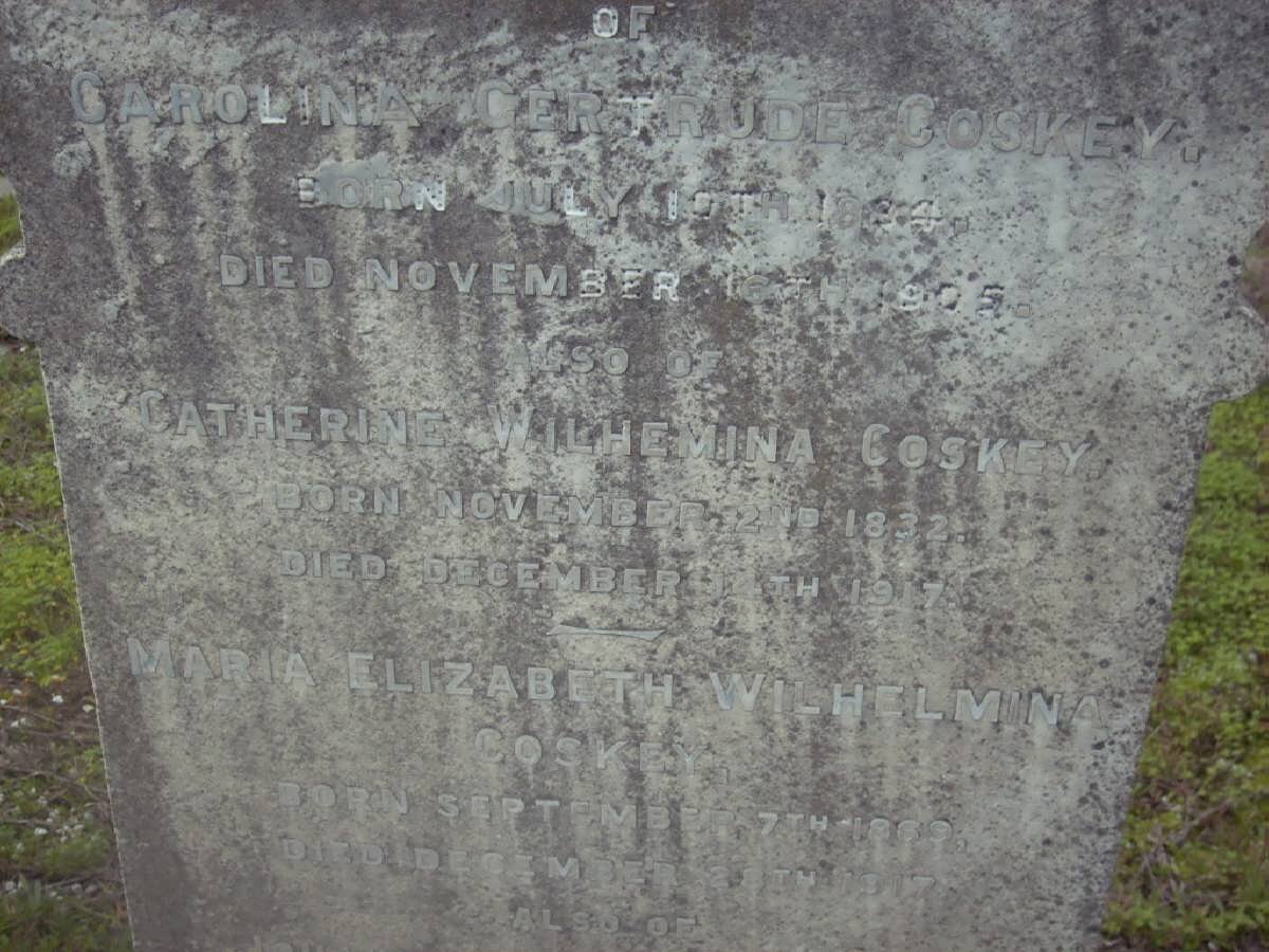 COSKEY Carolina Gertruida 1834-1905 :: COSKEY Catherine Wilhelmina 1832-1917