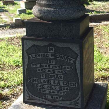 COCK Thomas Sinclair, la -1934 &amp; Helena Hendrina -1965