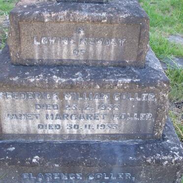 COLLER Frederick William -1933 &amp; Janet Margaret -1933 :: COLLER Clarence -1894 &amp; Mabel -1919  