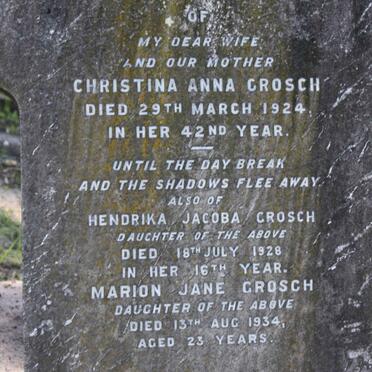 CROSCH Christina Anna -1924 : CROSCH Hendrika Jacoba -1928 :: CROSCH Marion Jane -1934