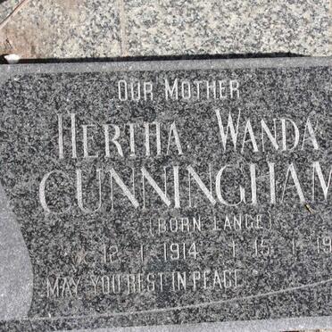 CUNNINGHAM Hertha Wanda nee LANGE 1914-1992