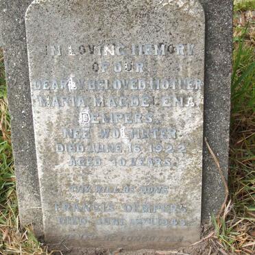 DEMPERS Maria Magdelena nee WOLHUTER -1922