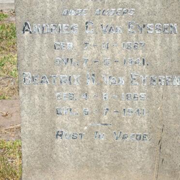 EYSSEN Andries G., van 1867-1941 &amp; Beatrix H. 1865-1941