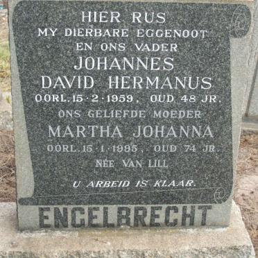 ENGELBRECHT Johannes David Hermanus -1959 &amp; Martha Johanna VAN LILL -1995