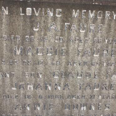 FAURE J.A. -1950 &amp; Maggie -1948 :: FAURE Claude :: FAURE Johanna -1961 :: DOWNES Annie 