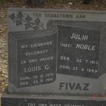 FIVAZ Louis G. 1916-1971 &amp; Julia NOBLE 1913-1989