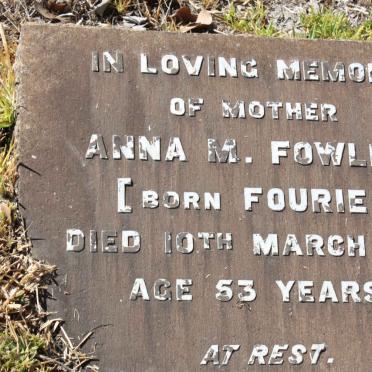 FOWLER Anna M. nee FOURIE -1913