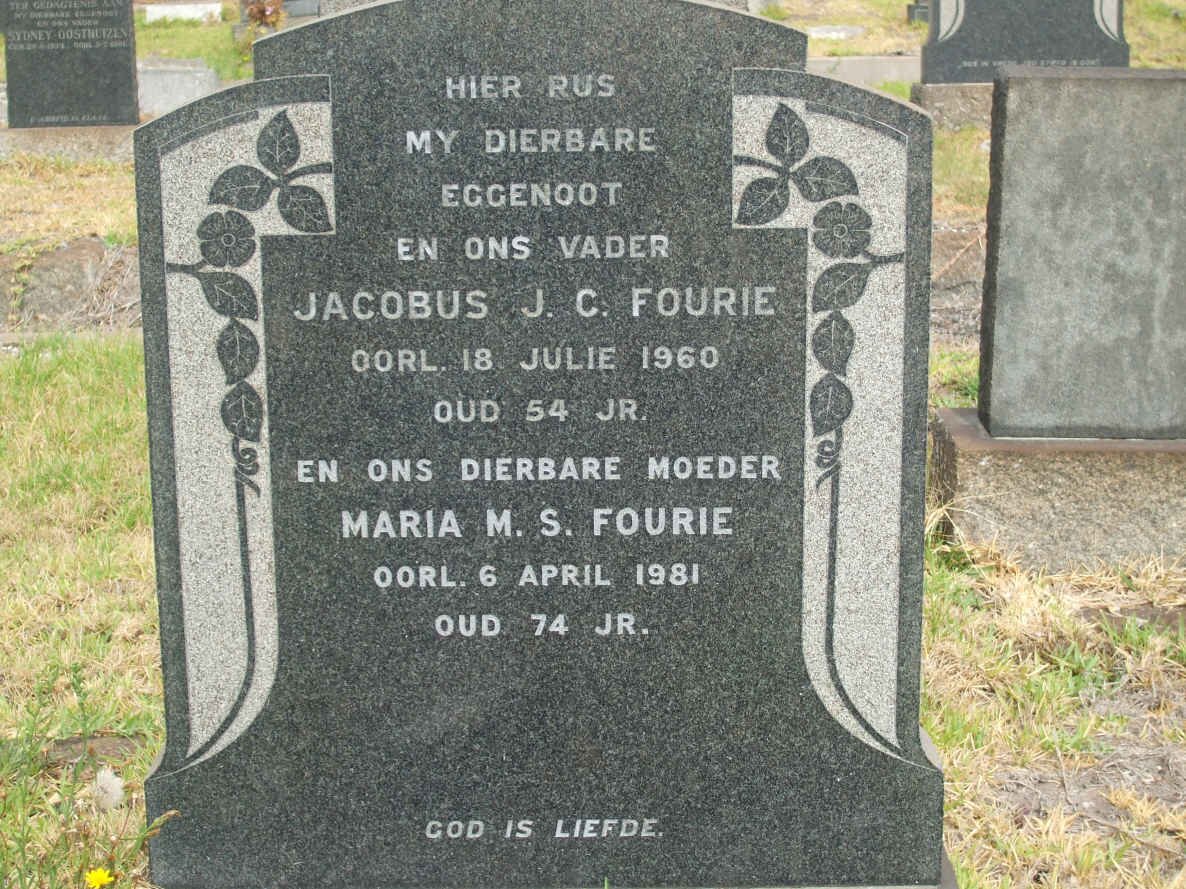 FOURIE Jacobus J.C. -1960 &amp; Maria M.S. -1981