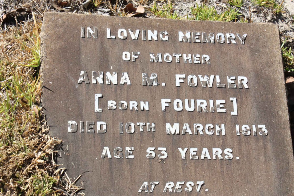 FOWLER Anna M. nee FOURIE -1913