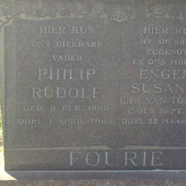 FOURIE Philip Rudolf 1880-1965 &amp; Engela Susanna VAN TONDER 1884-1962