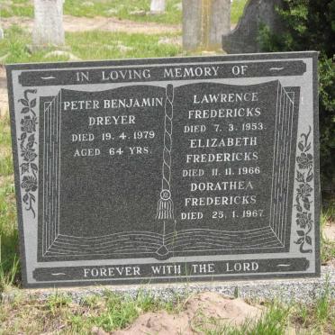 FREDERICKS Lawrence -1953 :: FREDERICKS Elizabeth -1966 :: FREDERICKS Dorathea -1967