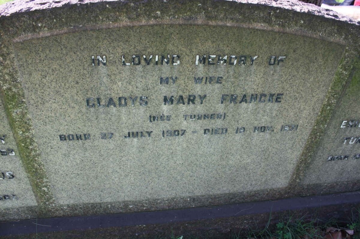 FRANCKE Gladys Mary nee TURNER 1907-1951