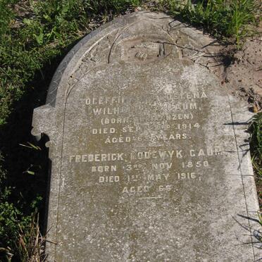 GAUM Frederick Lodewyk 1850-1916 &amp; Oleffina Magdelena Wilhelmina ADRIAANZEN -1914