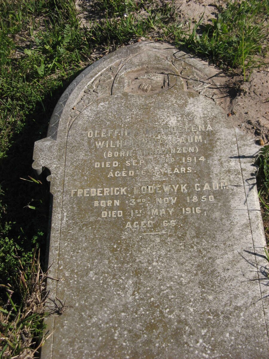 GAUM Frederick Lodewyk 1850-1916 &amp; Oleffina Magdelena Wilhelmina ADRIAANZEN -1914